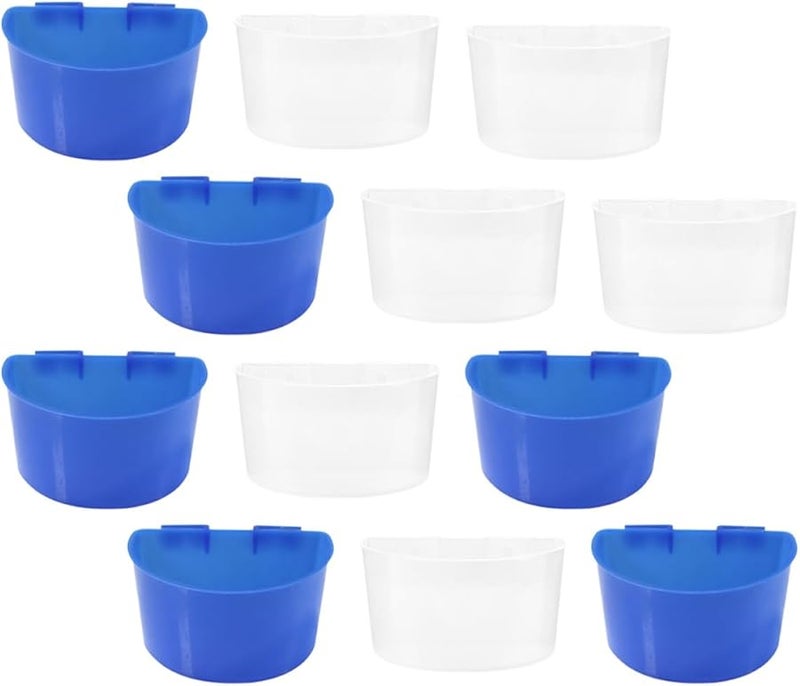 12 قطعة من مجموعة أطباق تغذية الطيور الزرقاء المعلقة وأكواب المياه لقفص الببغاء - Image 1